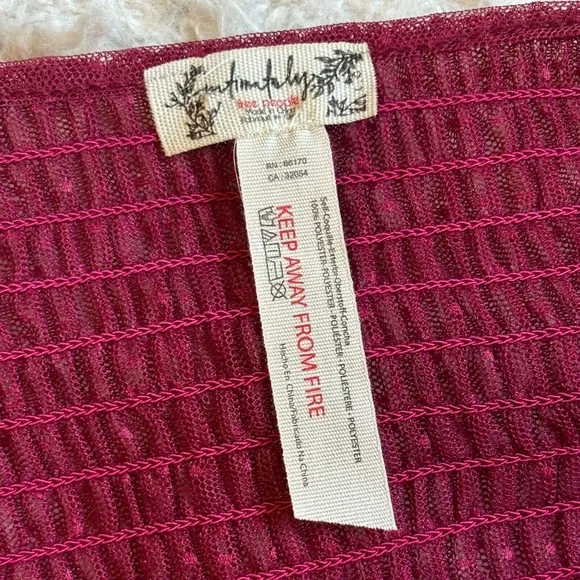 Free People Intimately Women's L Can't Stop Won't Stop Mesh Slip Dress Burgundy - Picture 10 of 12